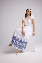 Vestido Largo - Gena - Blanco Azul