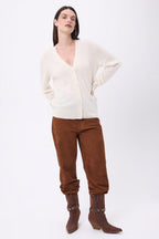Giada Boyfriend V-Neck Cardigan - White - Women - 100% Cashmere