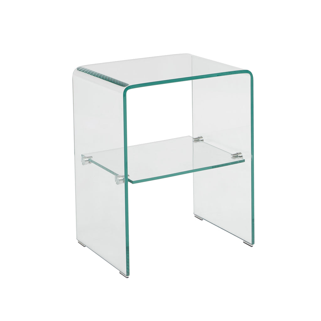Ginza - Bedside Table - Tempered Glass - Transparent