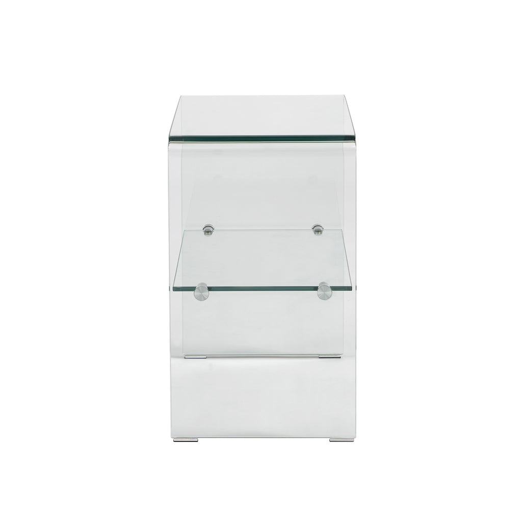 Ginza - Bedside Table - Tempered Glass - Transparent