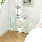 Ginza - Bedside Table - Tempered Glass - Transparent