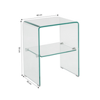 Ginza - Bedside Table - Tempered Glass - Transparent