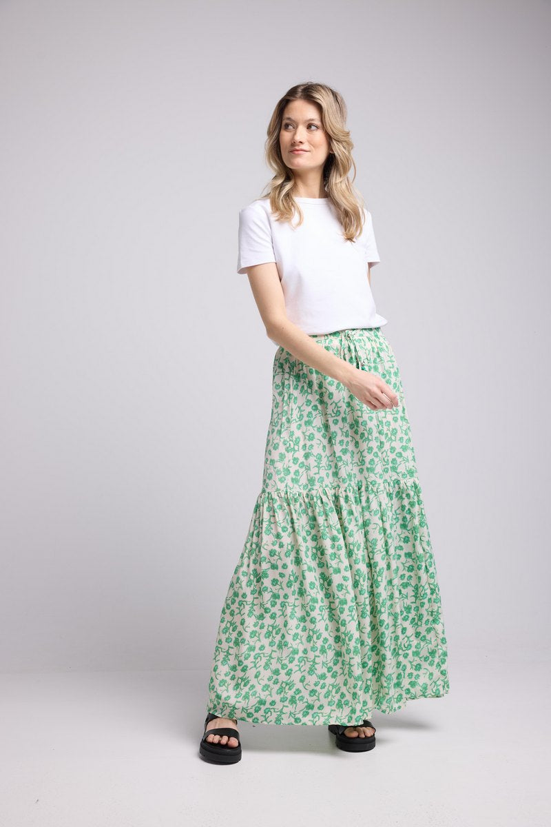 Jupe Longue - Fleurs Vert