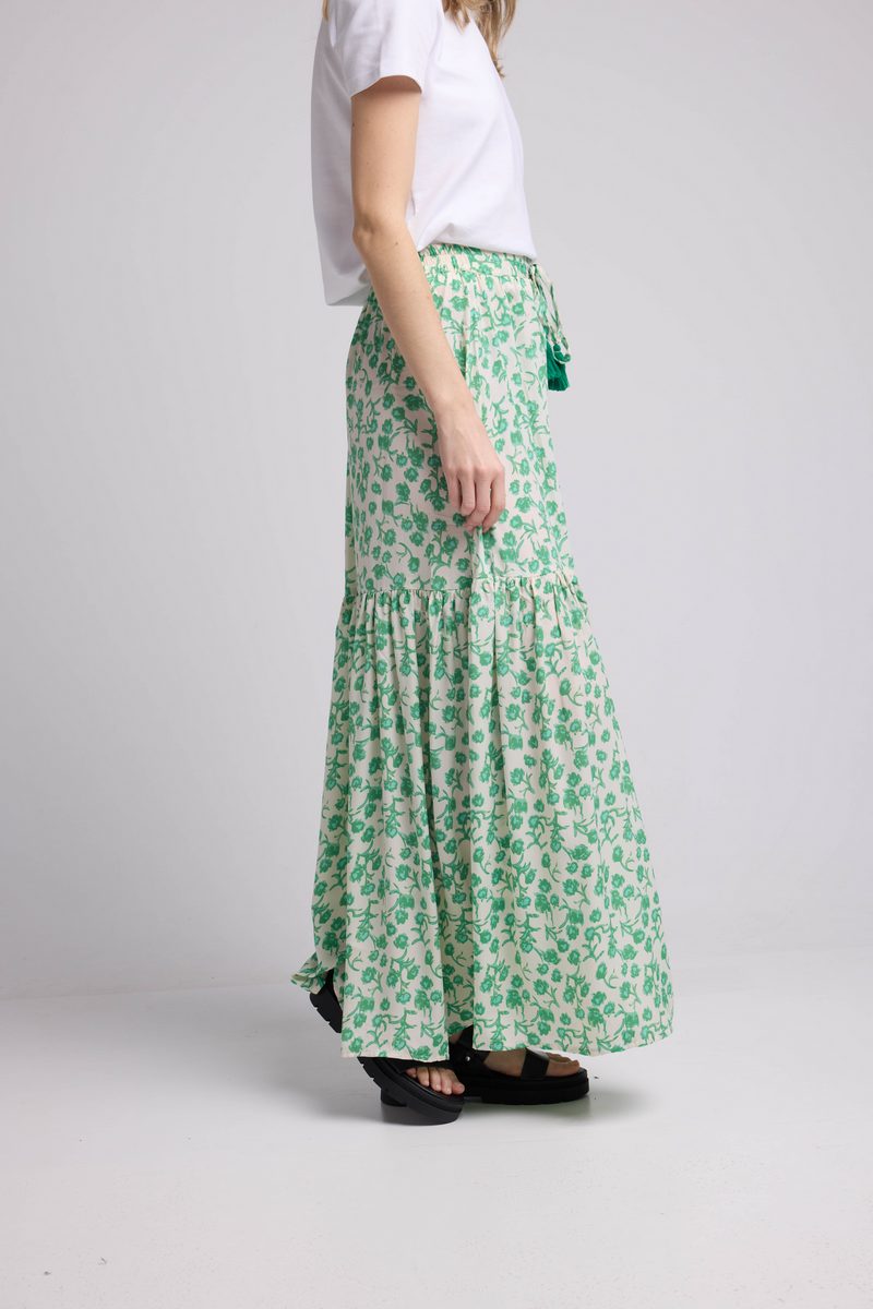 Jupe Longue - Fleurs Vert