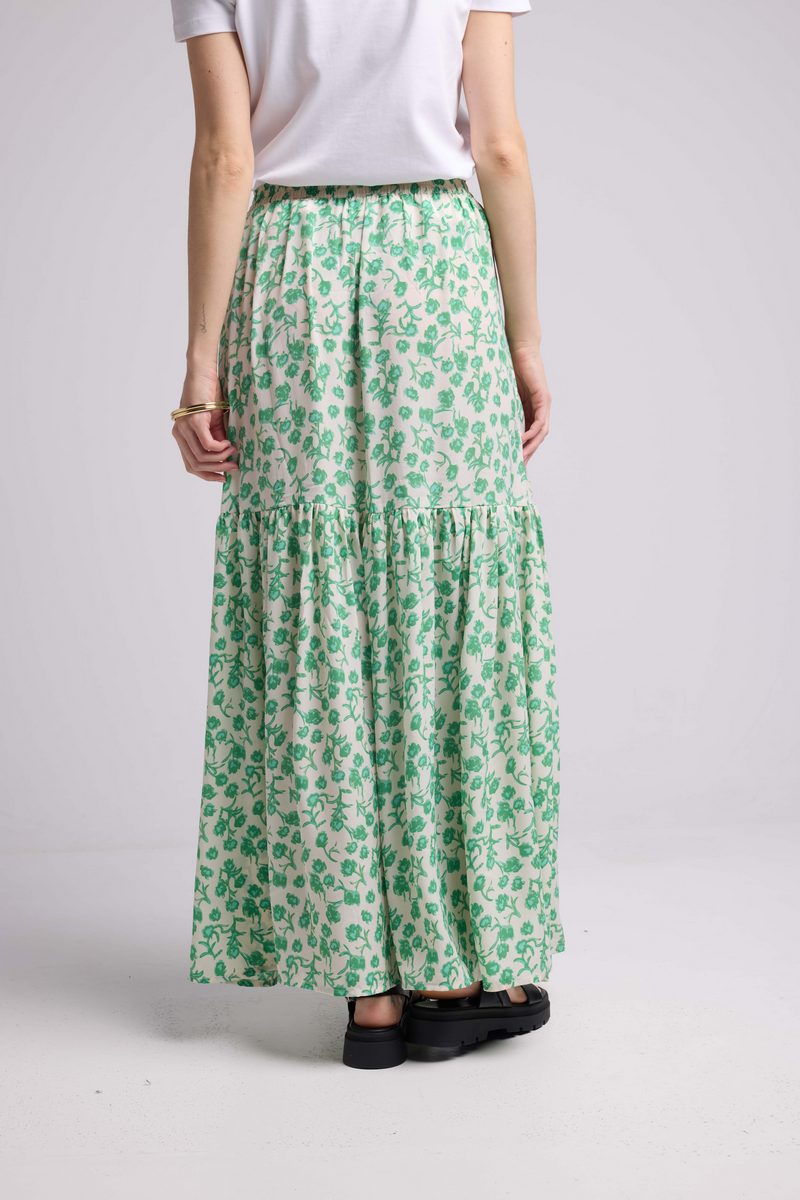 Jupe Longue - Fleurs Vert