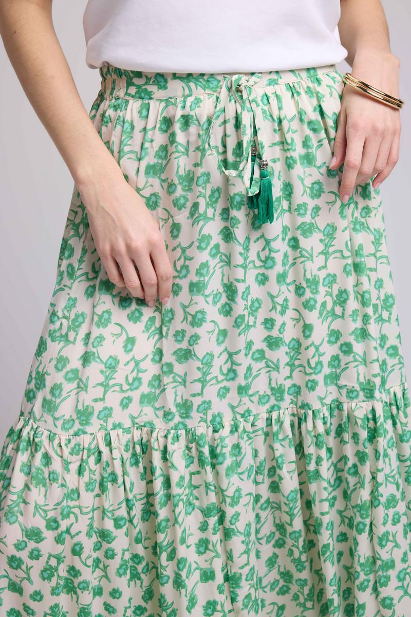 Jupe Longue - Fleurs Vert