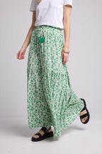 Jupe Longue - Fleurs Vert