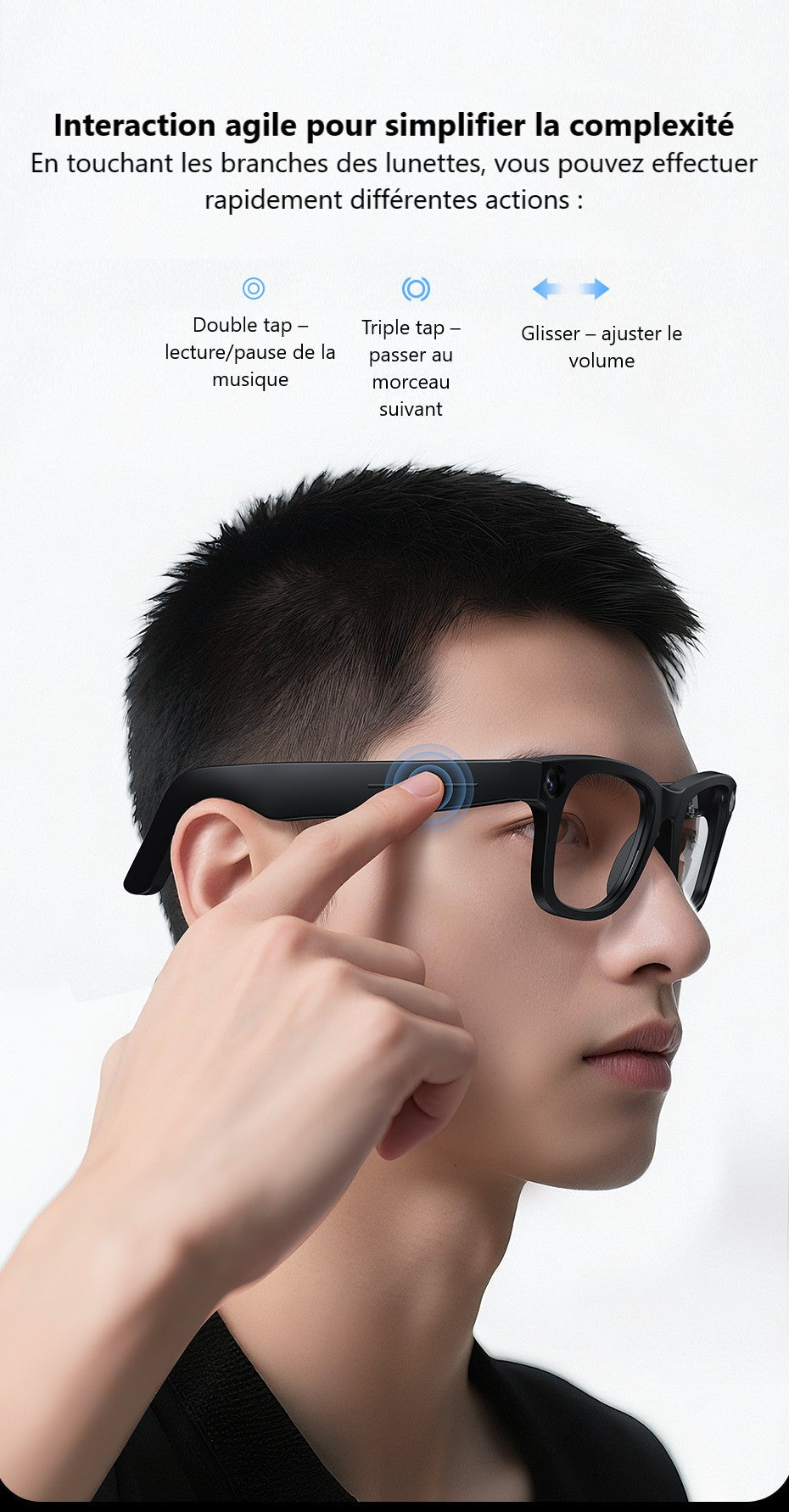Lunettes Connectées Ai Avec Caméra 8Mp & Audio Bluetooth