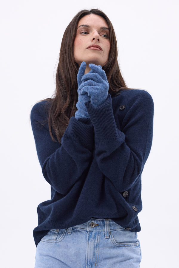 Guanti Gloves - Blu Jeans - Unisex - 100% Cashmere