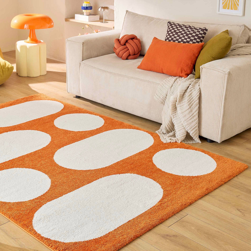 Alfombra Groovy 381 - Estampado moderno - Naranja - Interior