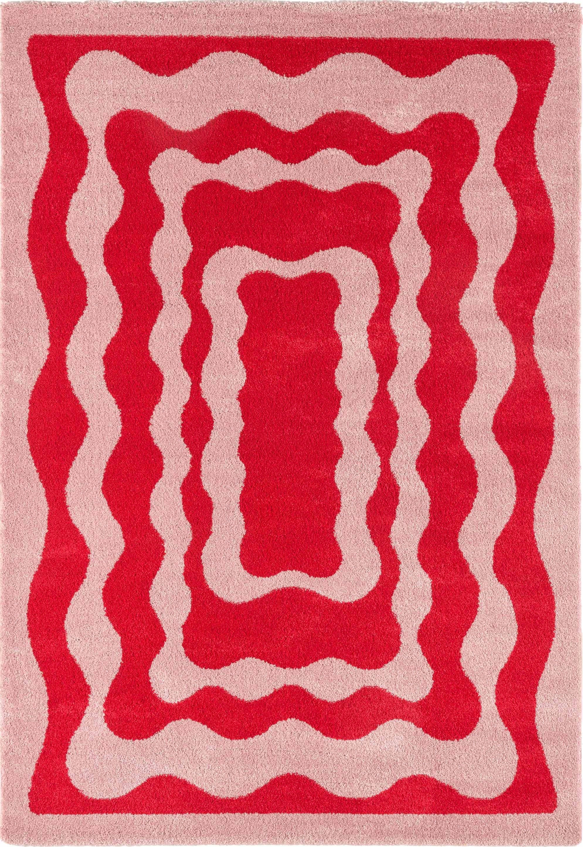 Alfombra Groovy 382 - Diseño moderno - Rojo - Interior