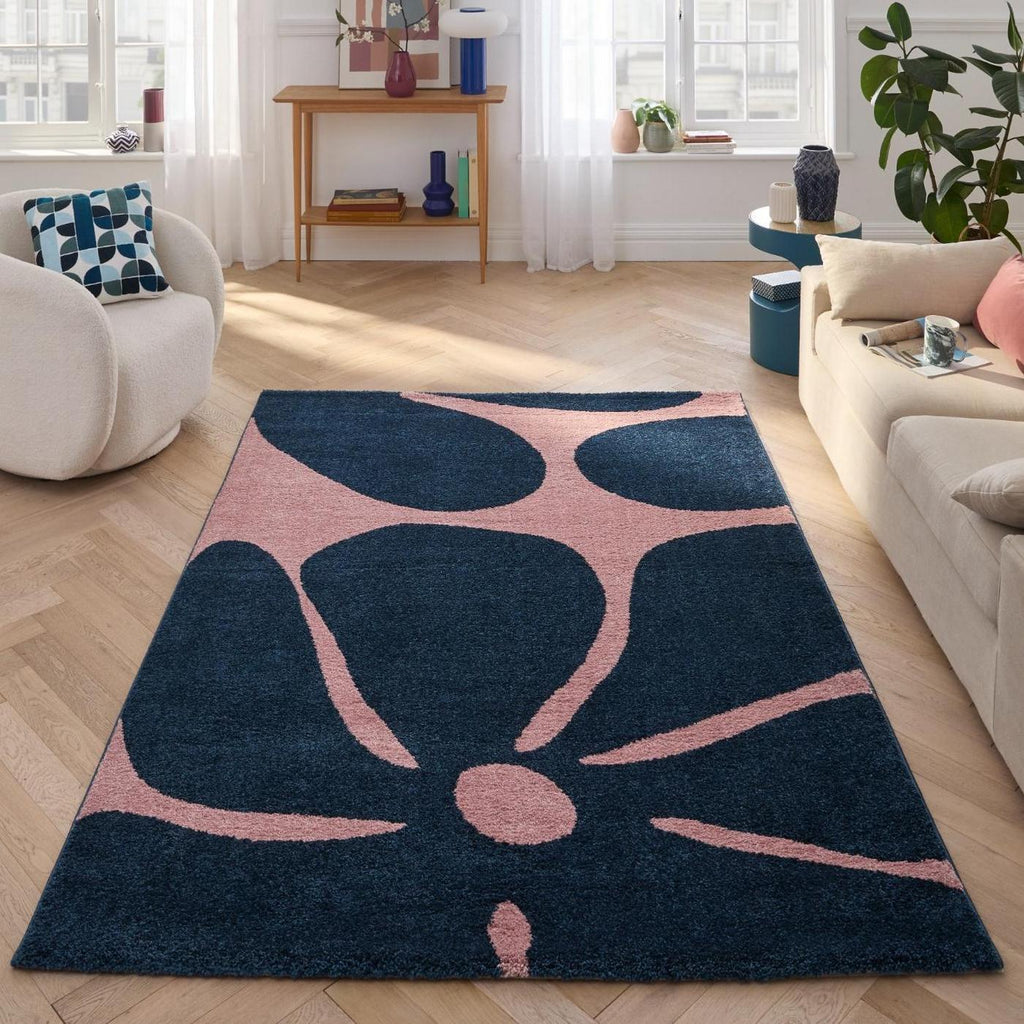 Alfombra Groovy 385 - Estampado moderno - Azul - Interior