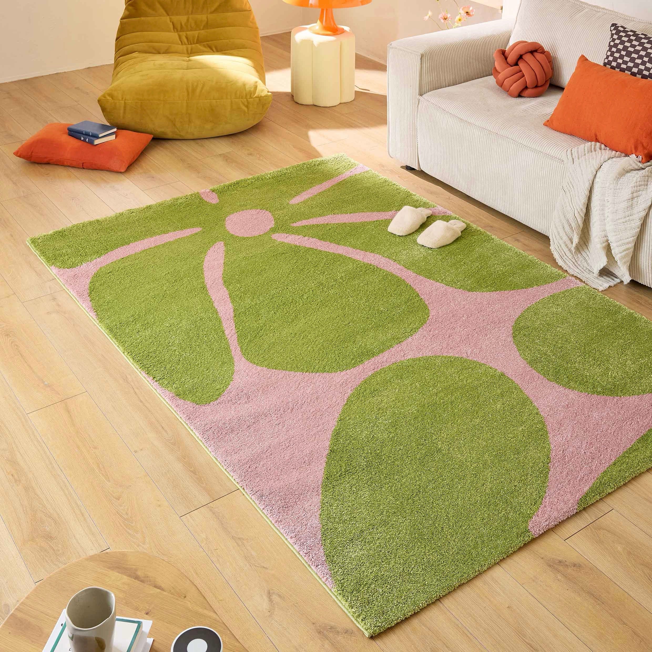 Alfombra Groovy 385 - Estampado moderno - Verde - Interior