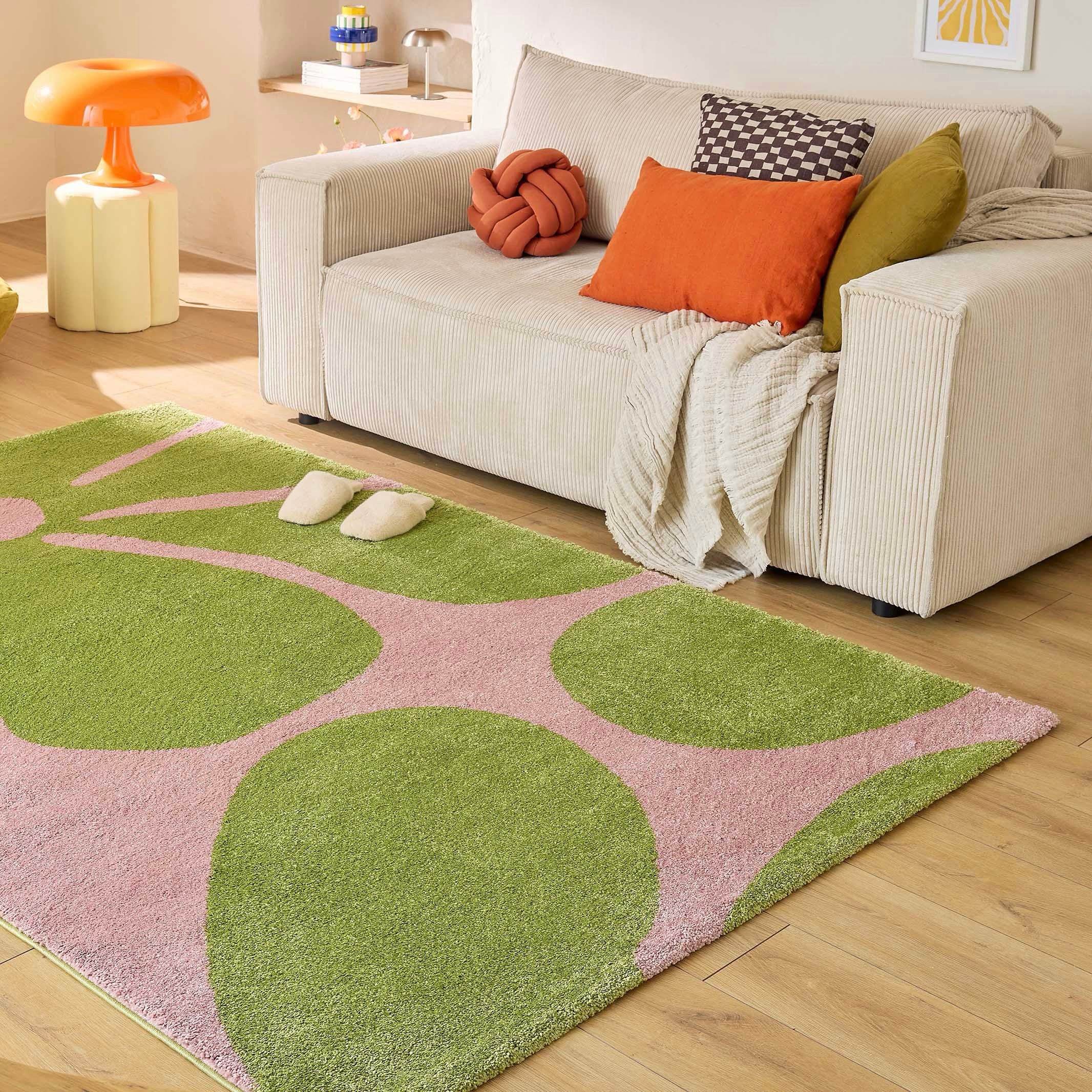 Alfombra Groovy 385 - Estampado moderno - Verde - Interior