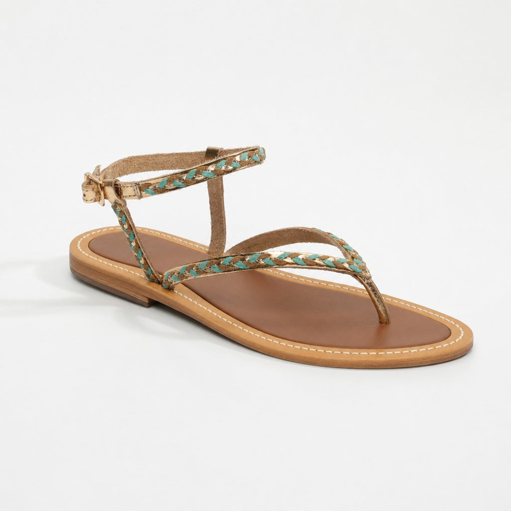 Sandales Wyriela - Camel, Paon Vert & Doré Foncé