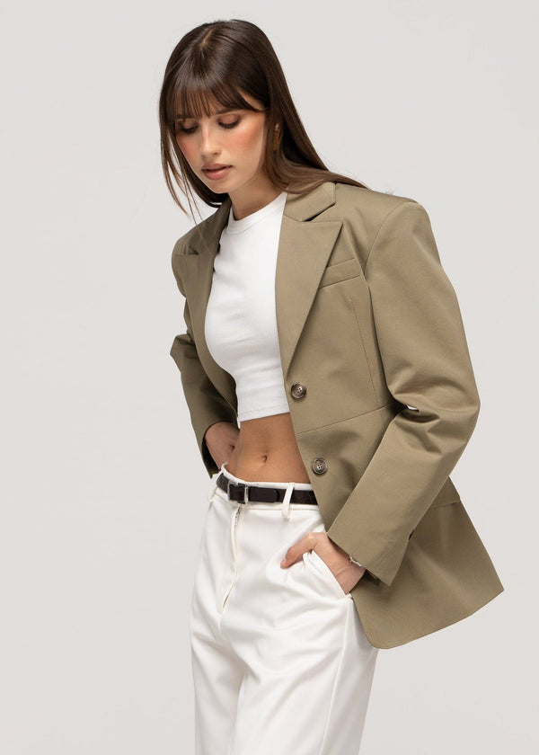 Blazer Ella Structured Waist-Cinched - Olive Green