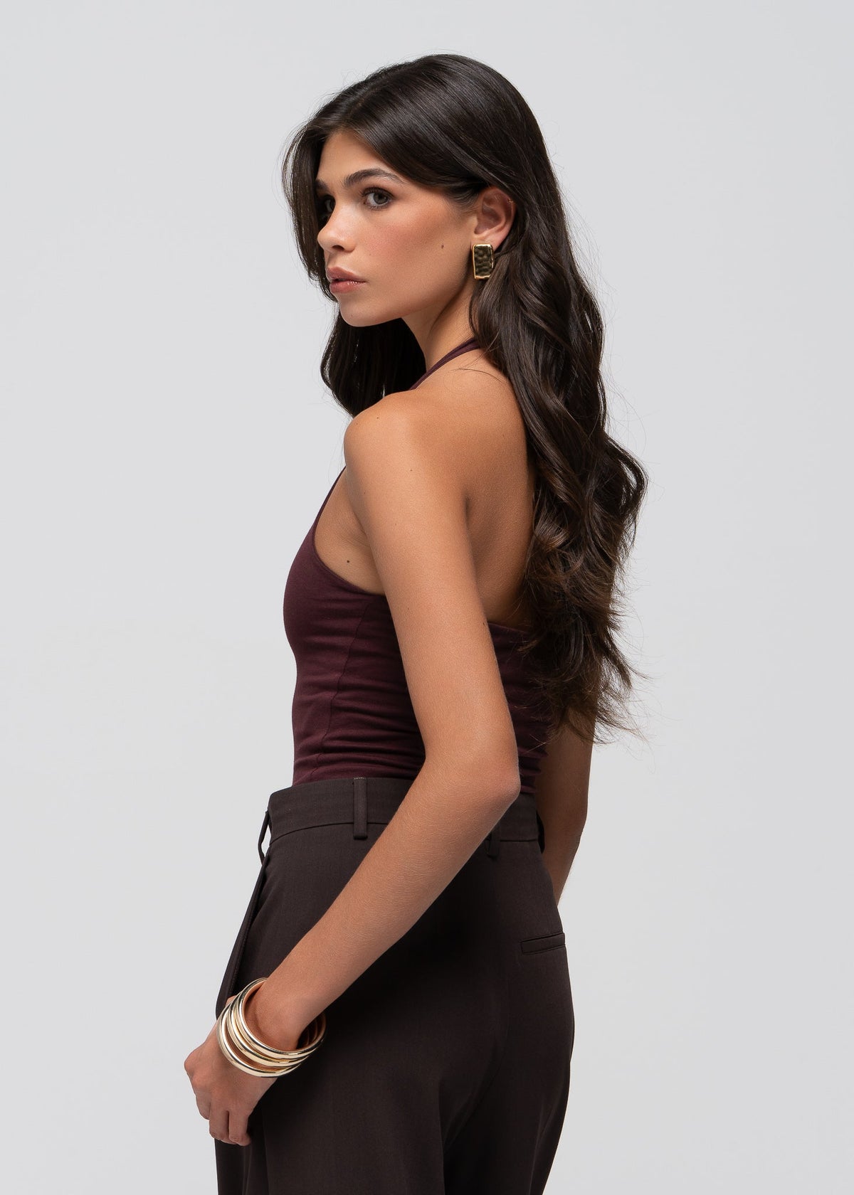 Body Cleo Plunge Halter - Plum
