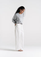 Jean Ava Mid-Waist Barrel - White
