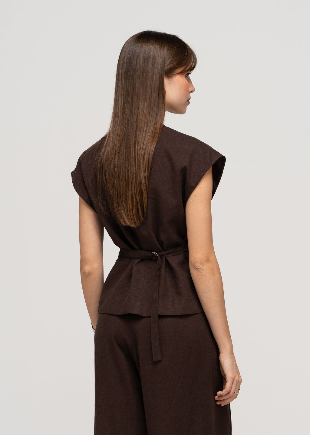 Gilet Nolla Adjustable Linen - Brown