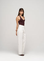 Jean Ava Mid-Waist Barrel - White