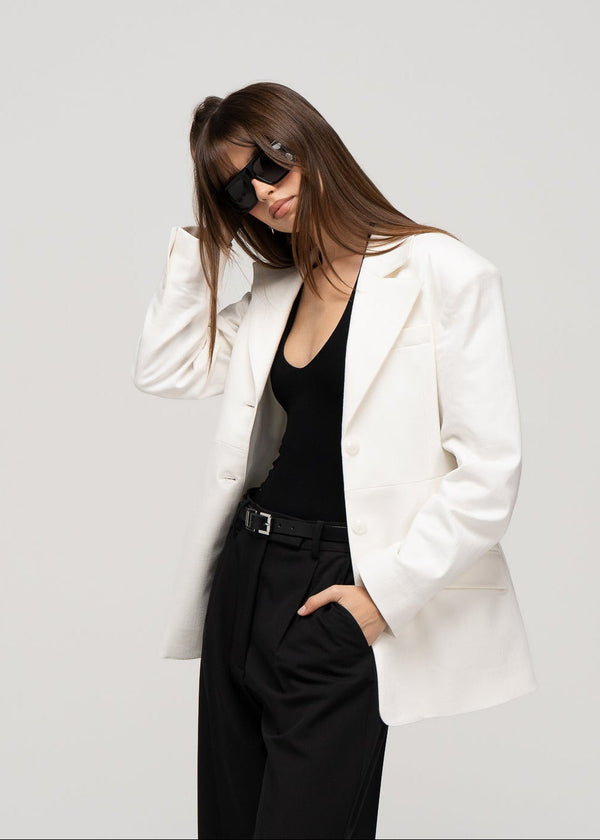 Blazer Ella Structured Waist-Cinched - Off-White
