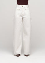 Jean Ava Mid-Waist Barrel - White