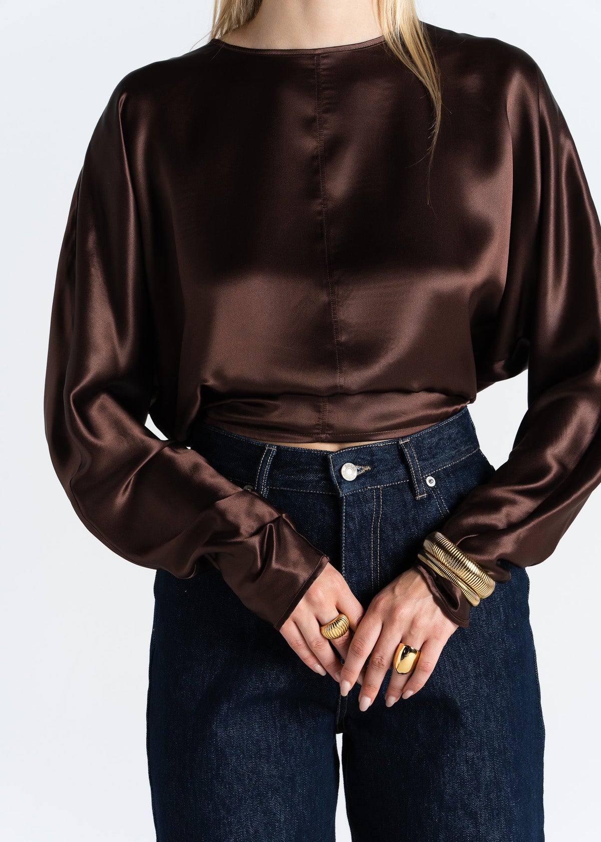 Halo Silk Bluse - Brown