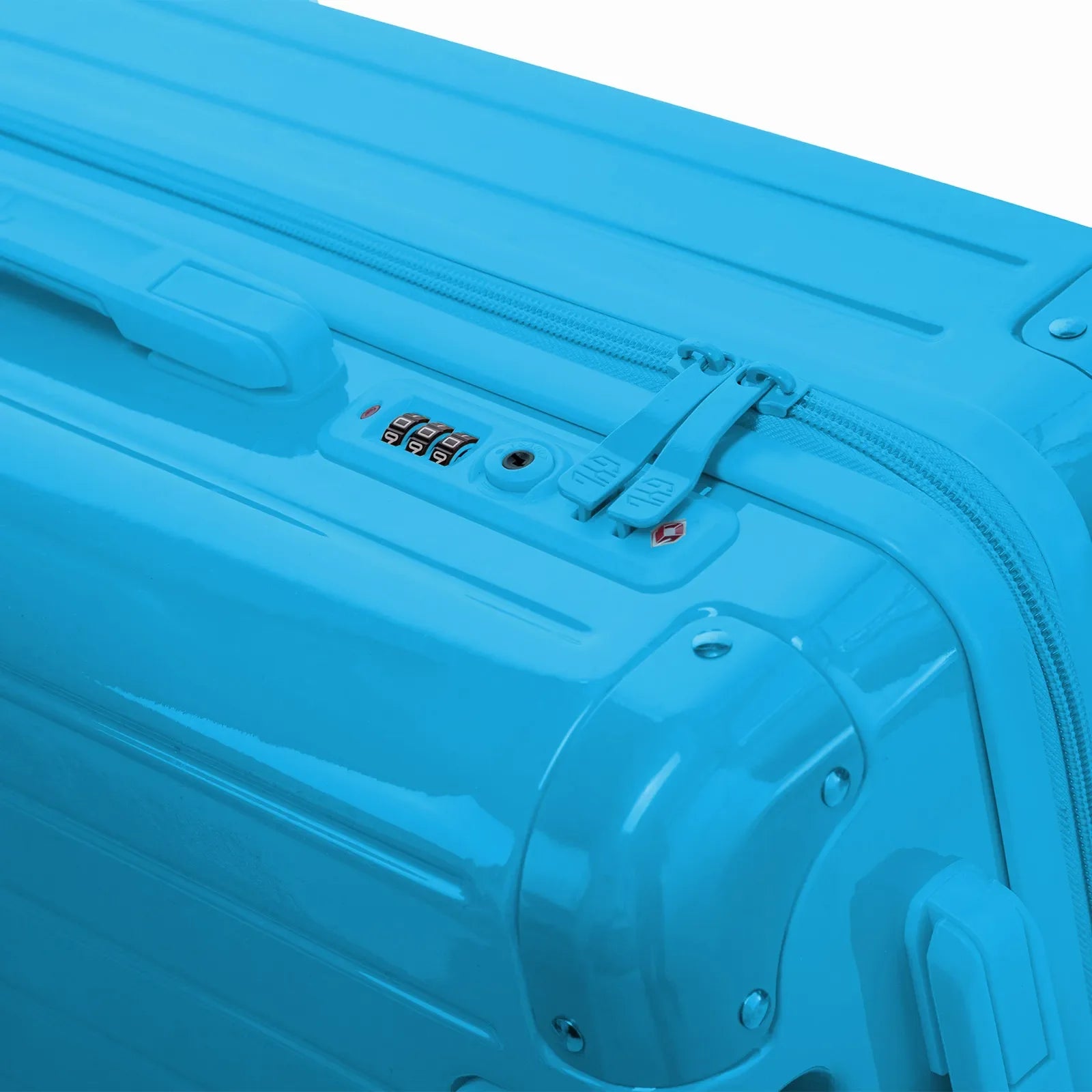 Fermeture à combinaison TSA et double curseur zippé GYL sur la valise rigide menthe Intemporelle. #couleur_menthe
