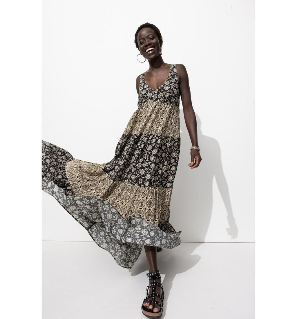 Vestido halter estampado para mujer - Estampado negro