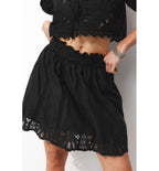 Falda corta con bordado inglés - Uni Dark Black