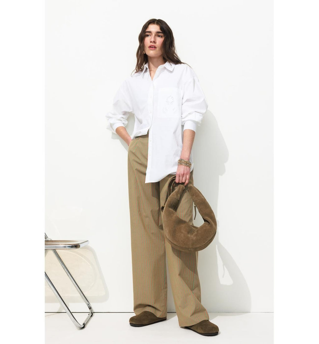 Pantalón ancho de mujer Billy - Rayas verdes