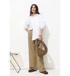 Pantalón ancho de mujer Billy - Rayas verdes