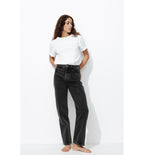Vaqueros rectos de talle alto Basile - Plain Dark Black