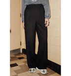 Billy Women's Wide Leg Trousers - Plain Dark Black