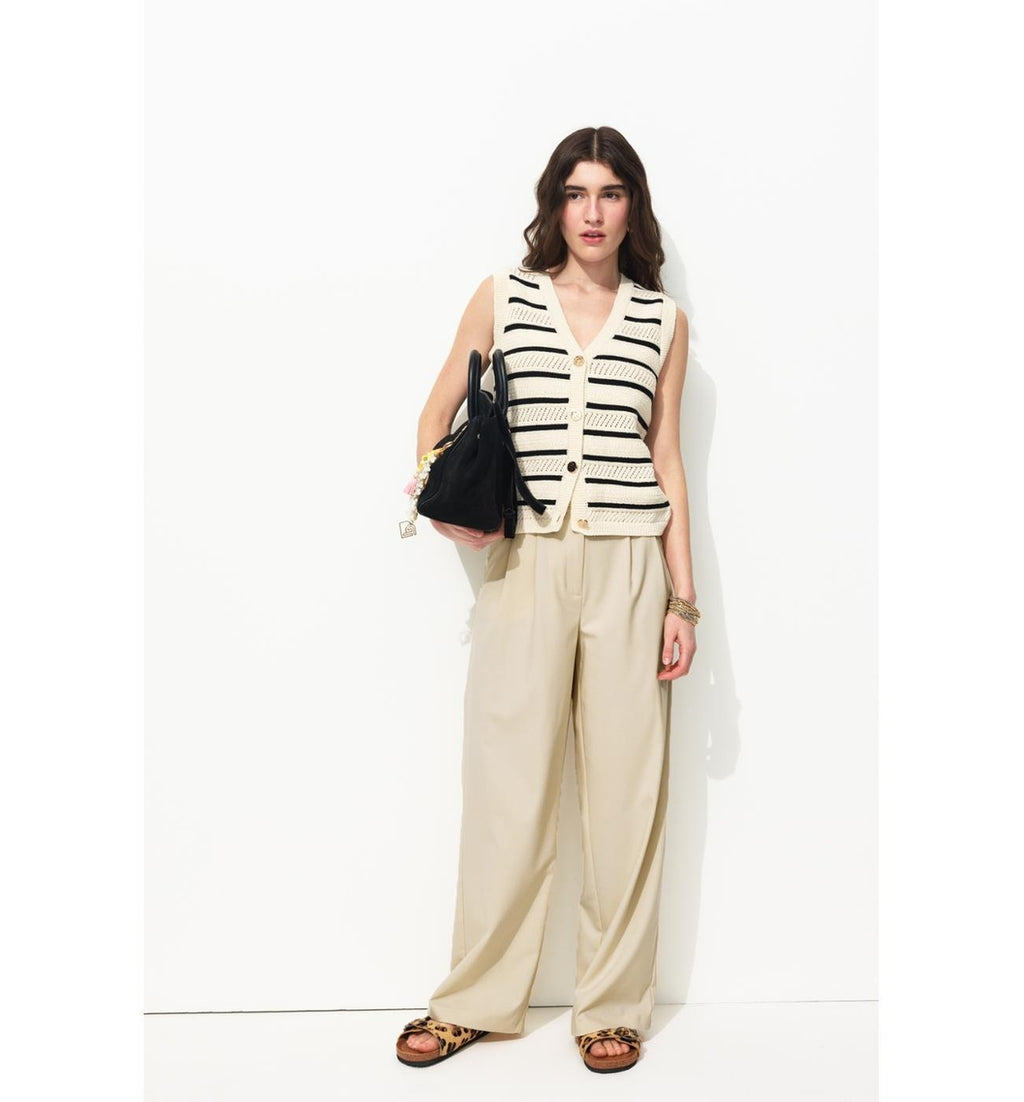 Pantalón ancho de mujer Billy - Natural Uni Light