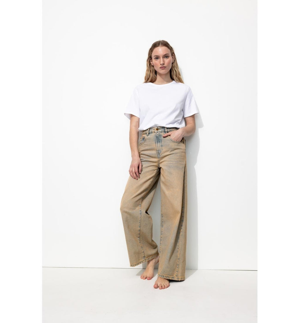 Wide Dyed Washed Jeans - Plain Light Jeans
