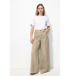 Pantalones anchos de talle alto - Liso Natural Claro