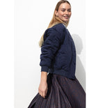 Quilted Lyocell Bomber Jacket - Plain Dark Blue