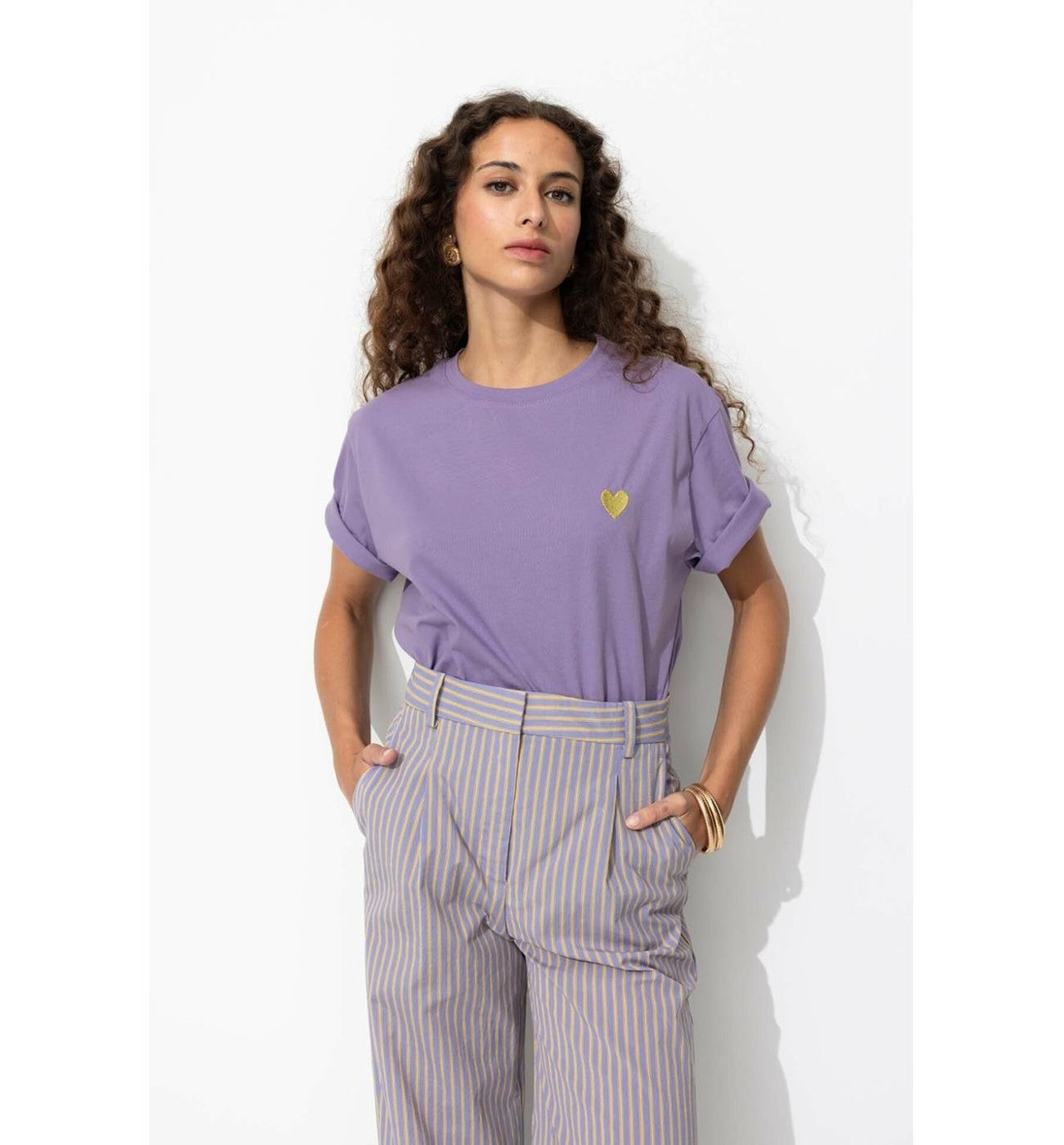 T-shirt Coeur Femme - Violet Uni Colore