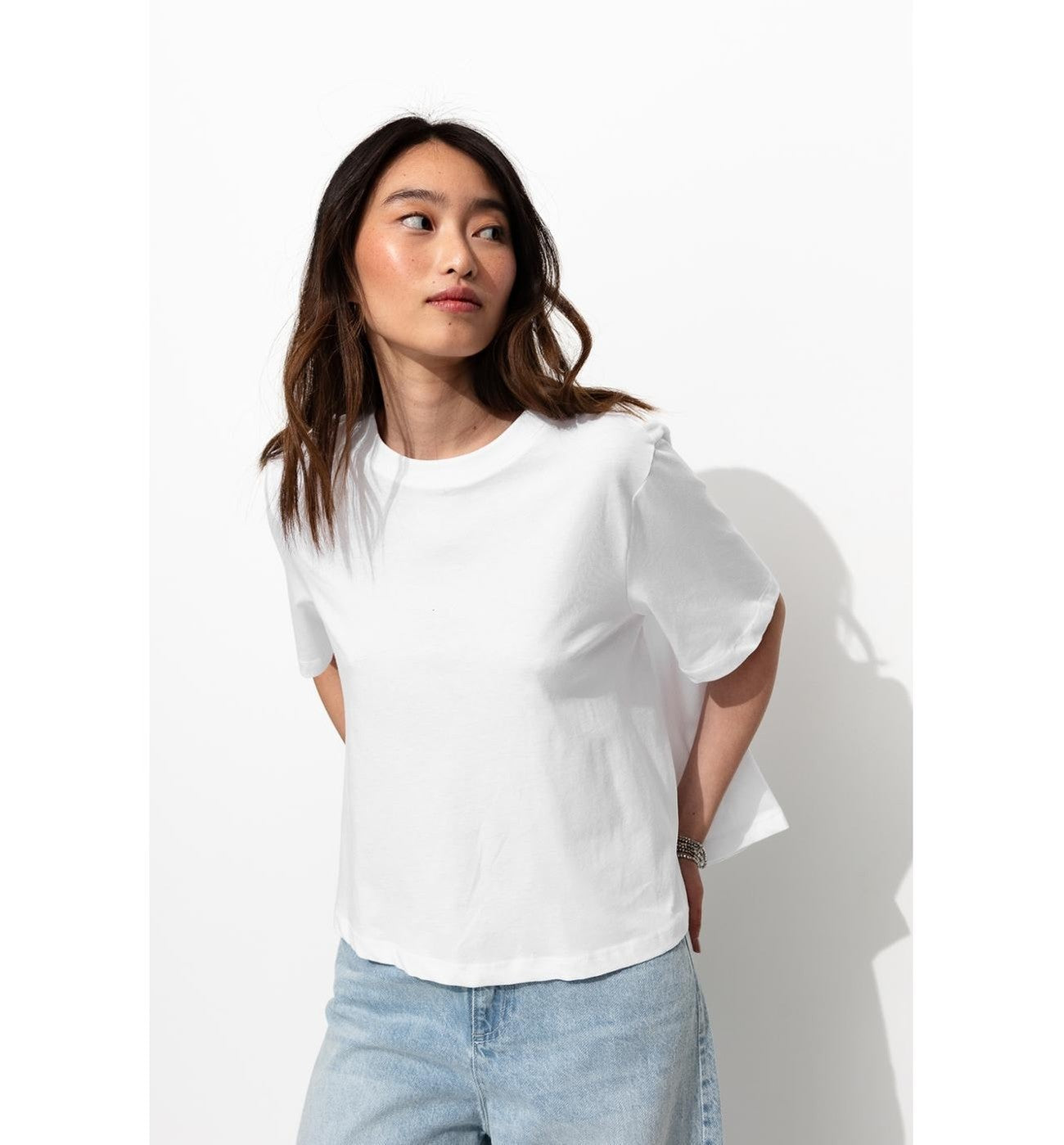 Women's Plain Flared T-shirt - Natural Plain Light
