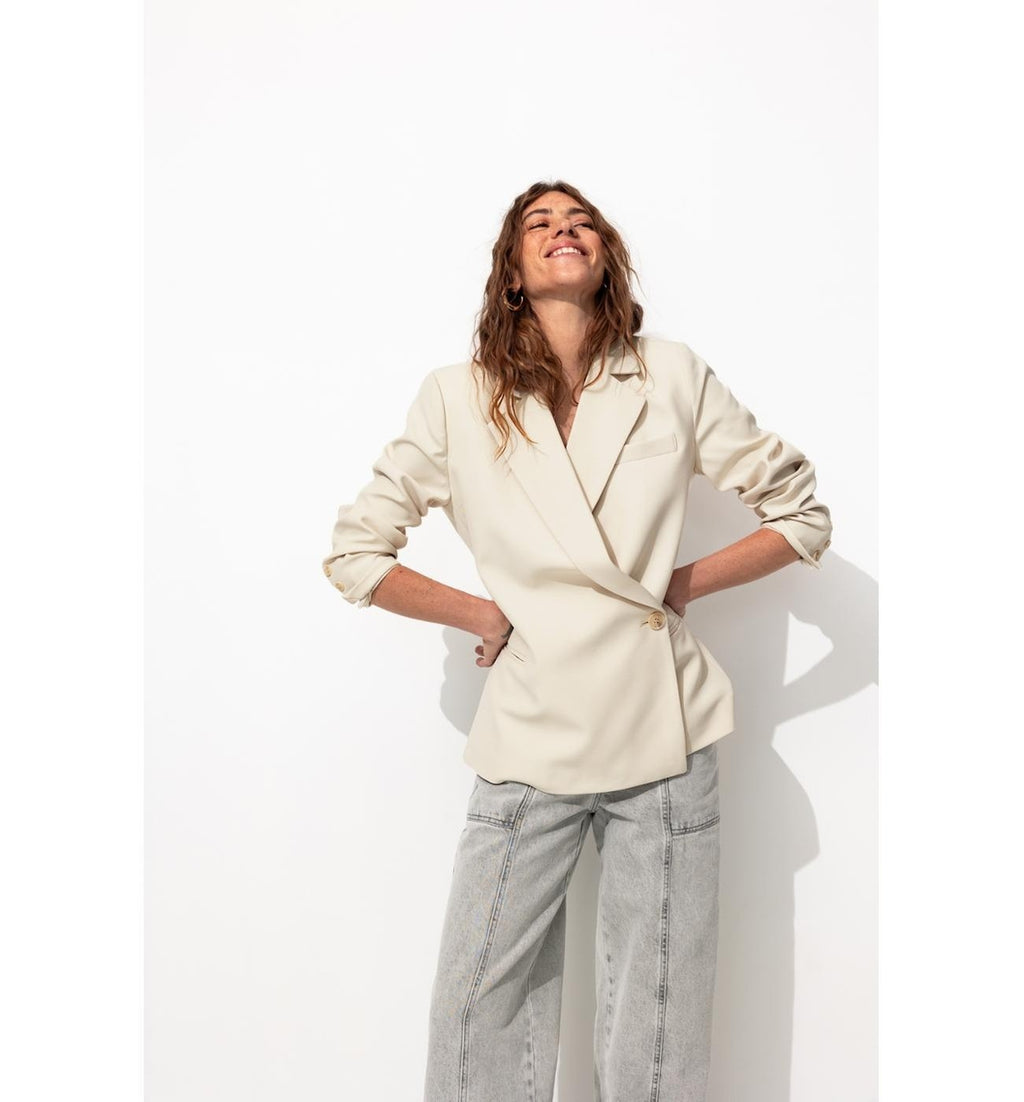 Mujer Chaqueta de traje, Un Color, Claro, Naturaleza