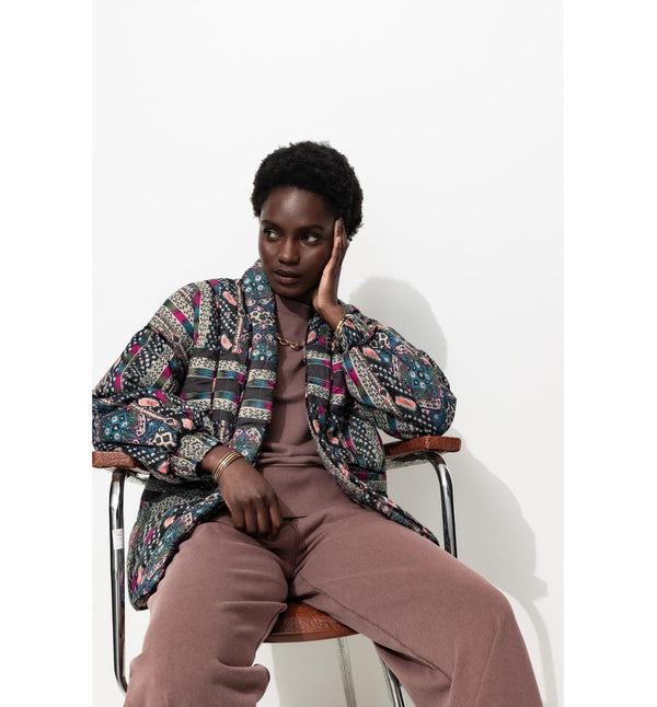 Printed Quilted Jacket - Multicolor Print
