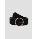 Women's Suede Leather Belt - Plain Dark Black