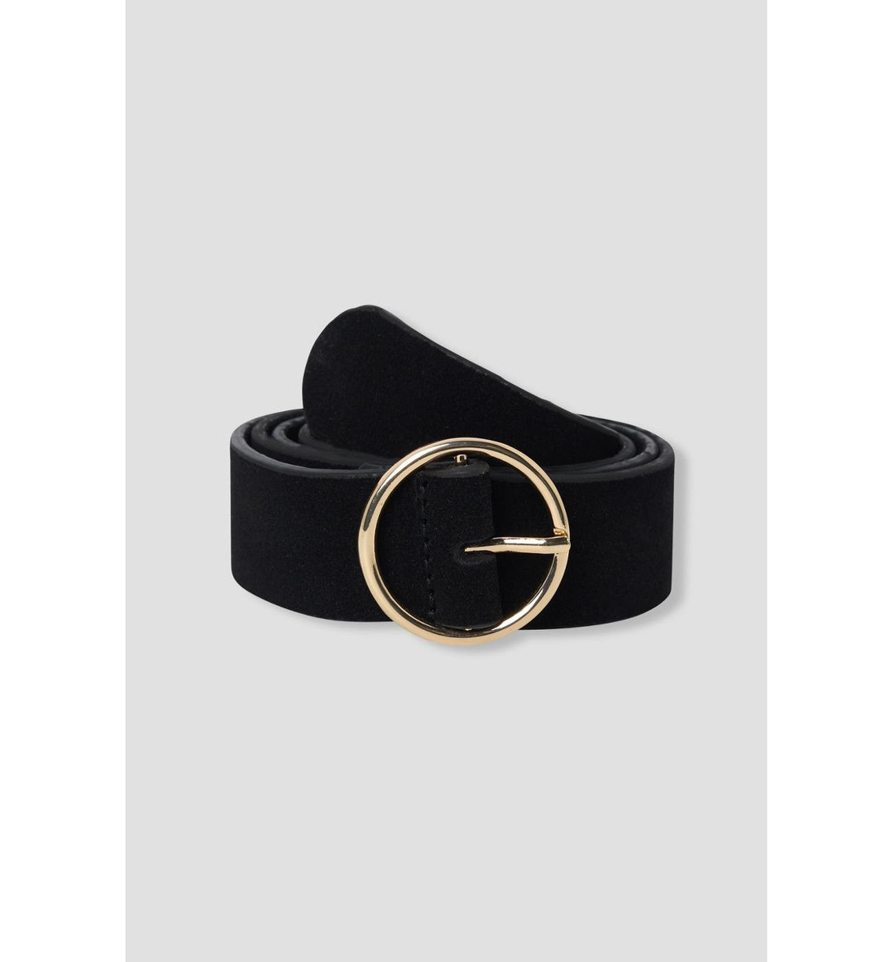 Women's Suede Leather Belt - Plain Dark Black