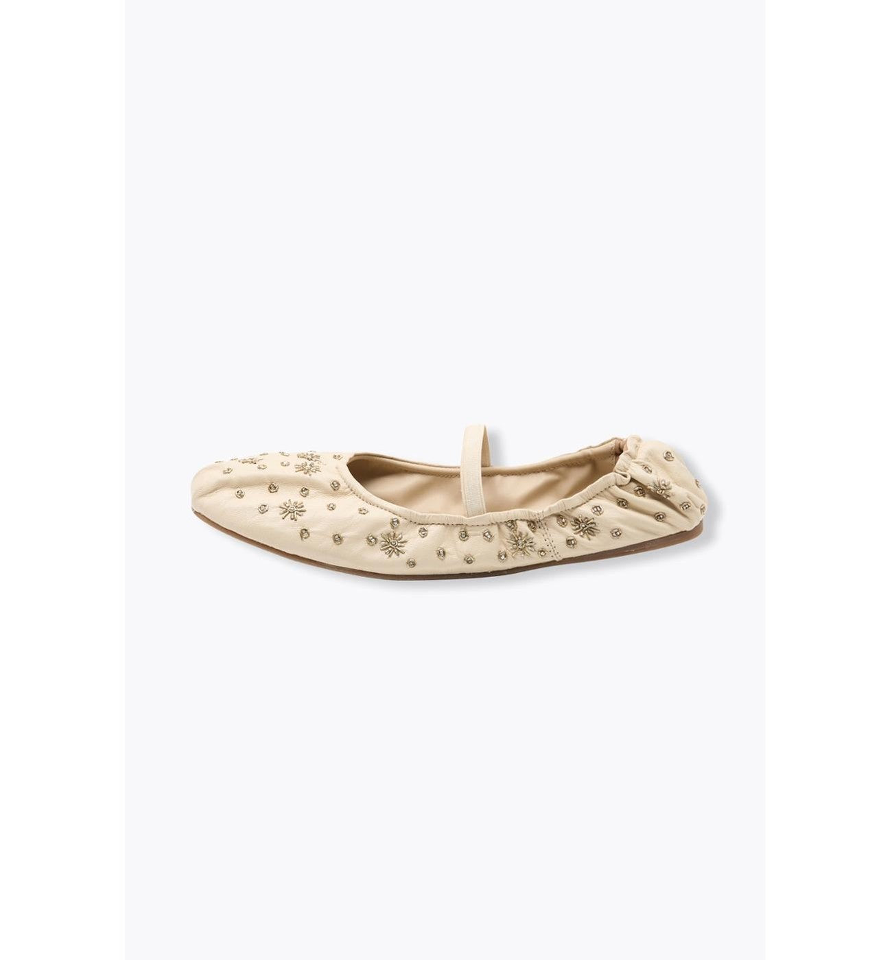 Ballerines-babies Cuir Perlé - Naturel Uni Clair
