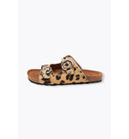 Sandales Léopard en Cuir Femme - Grège Imprime