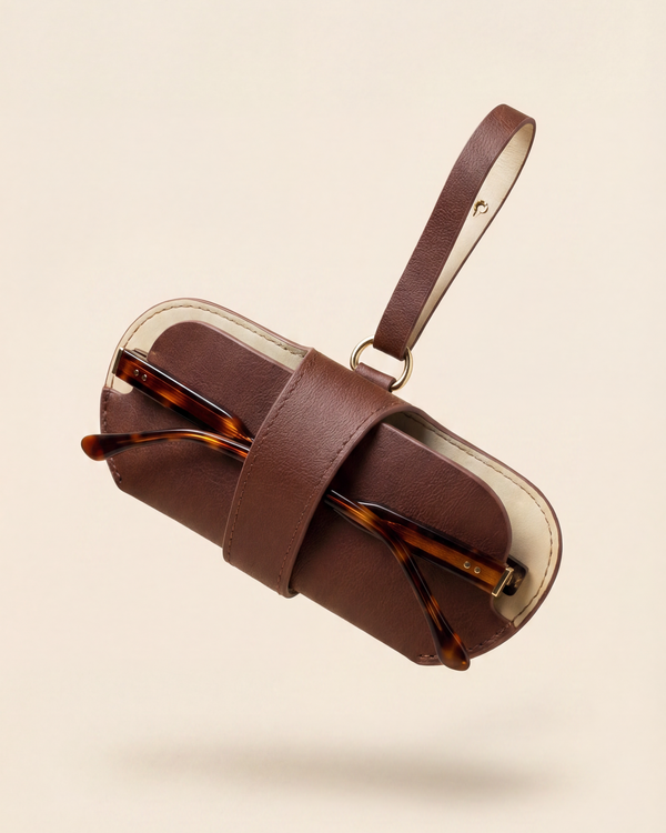 Estuche para gafas de piel - Marrón - Unisex