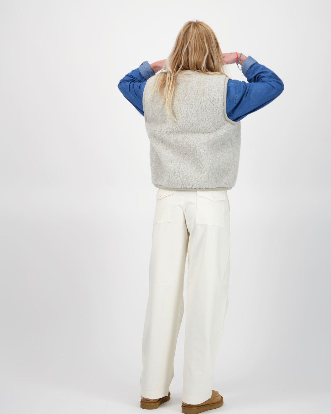 Chaleco Sin Mangas de Borrego Varso - Gris
