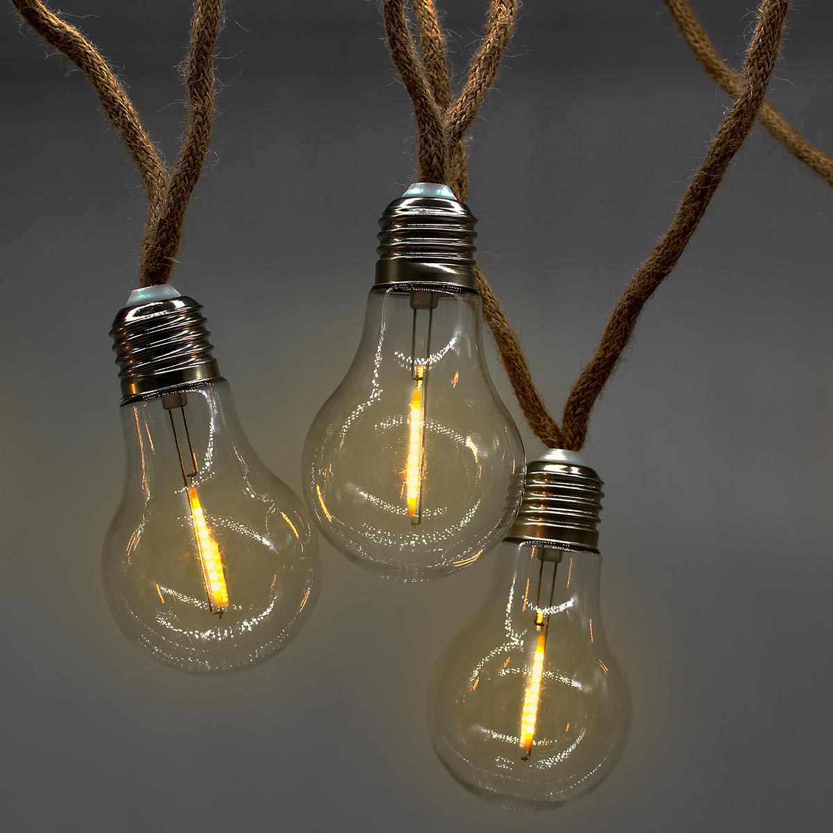 Outdoor string lights in rope with 10 transparent filament bulbs warm white LED FANTASY CORD 7.70m - REDDECO.com