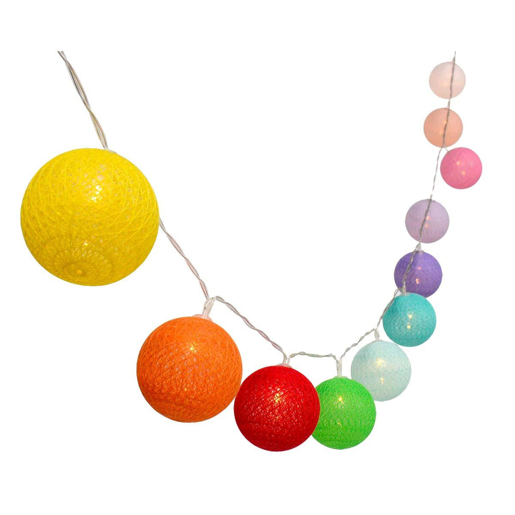 Solar string lights with cotton balls, 10 warm white LED bulbs MIMY COLORS SOLAR 3.80m - REDDECO.com